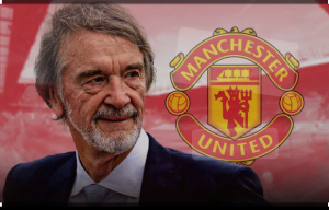 Sir Jim Ratcliffe with Manchester United Logo