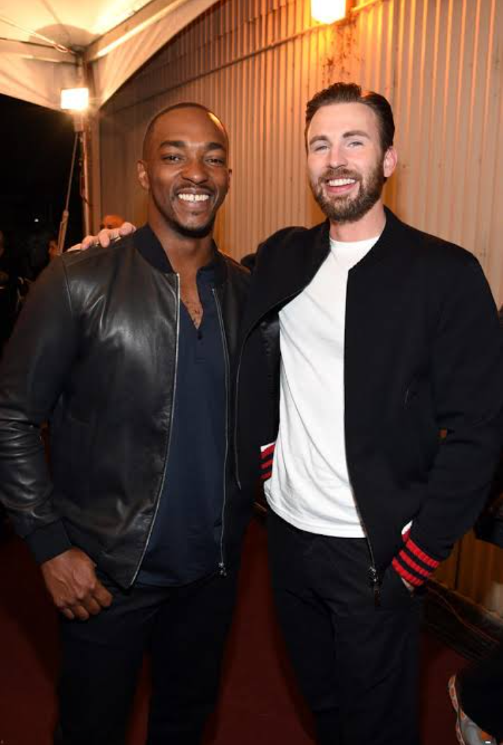 Anthony Mackie and Chris Evans in real life