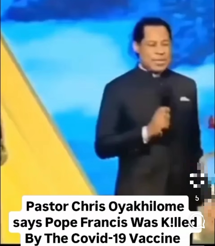 Pastor Chris claims that COVID 19 is responsible for Pope Francis death