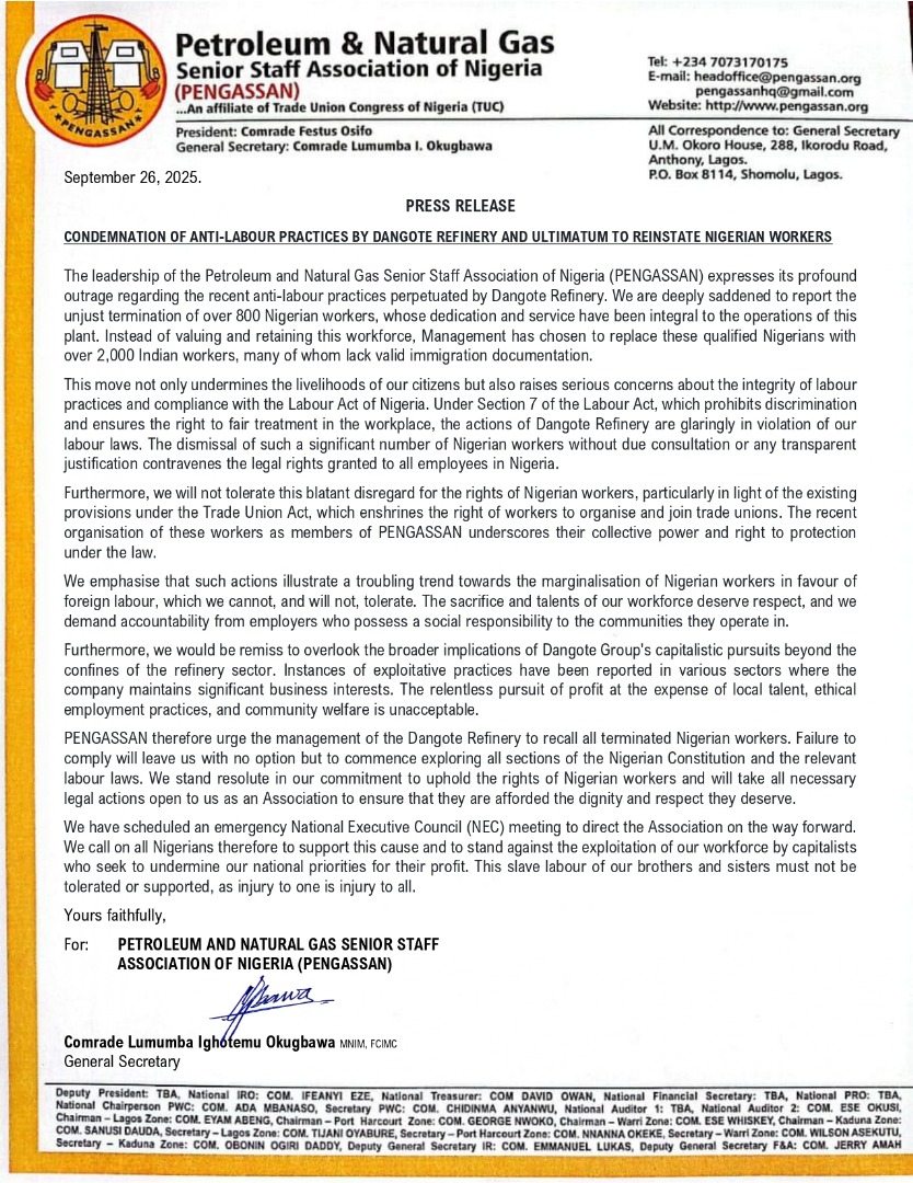 The letter addressing the Emergency Meeting 